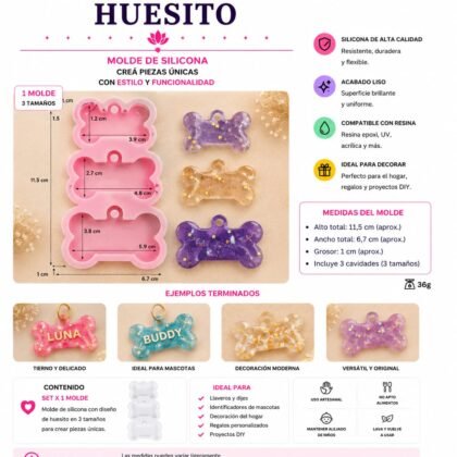 Molde de resina chapitas perro