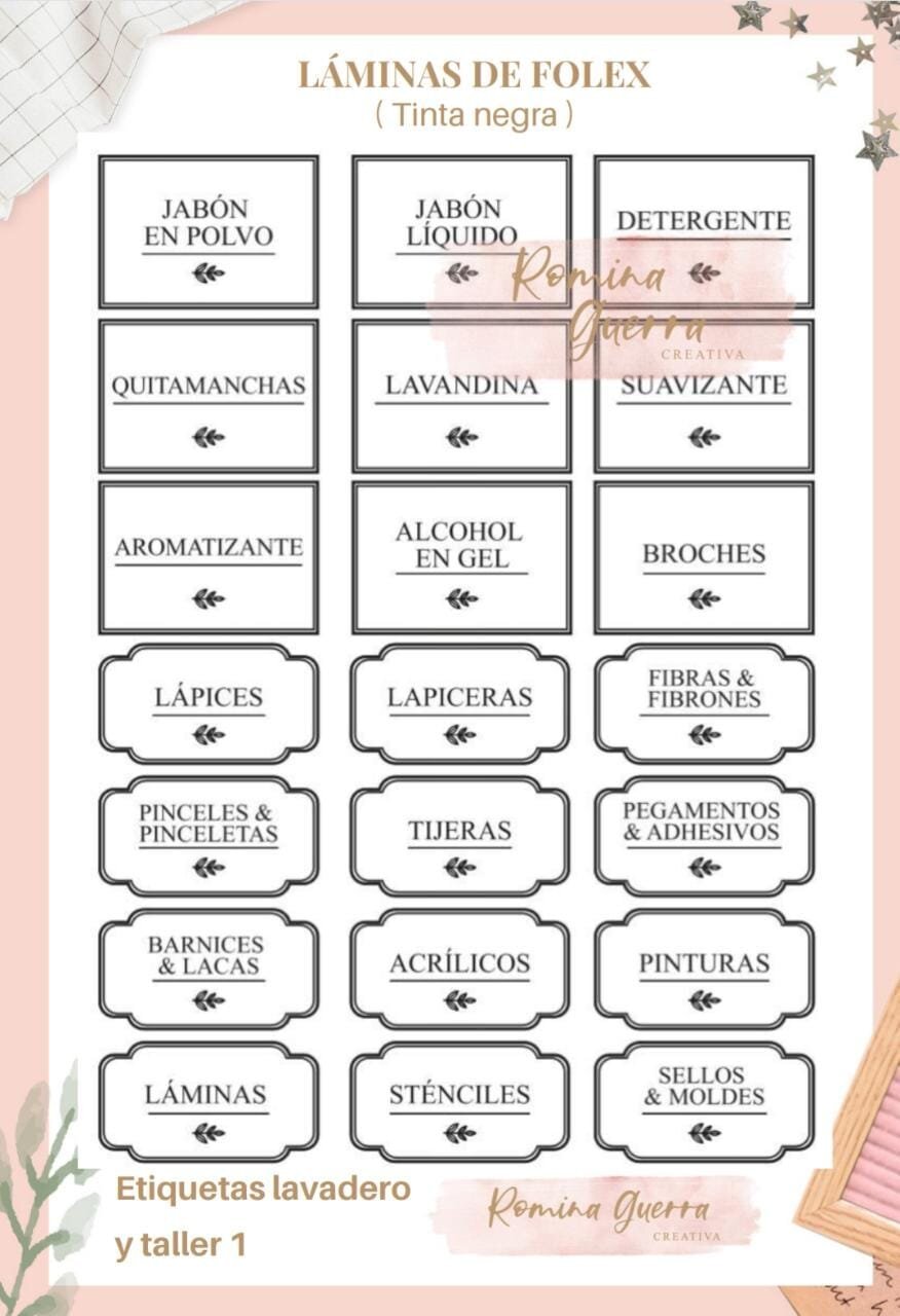 Etiquetas lavadero y taller 1