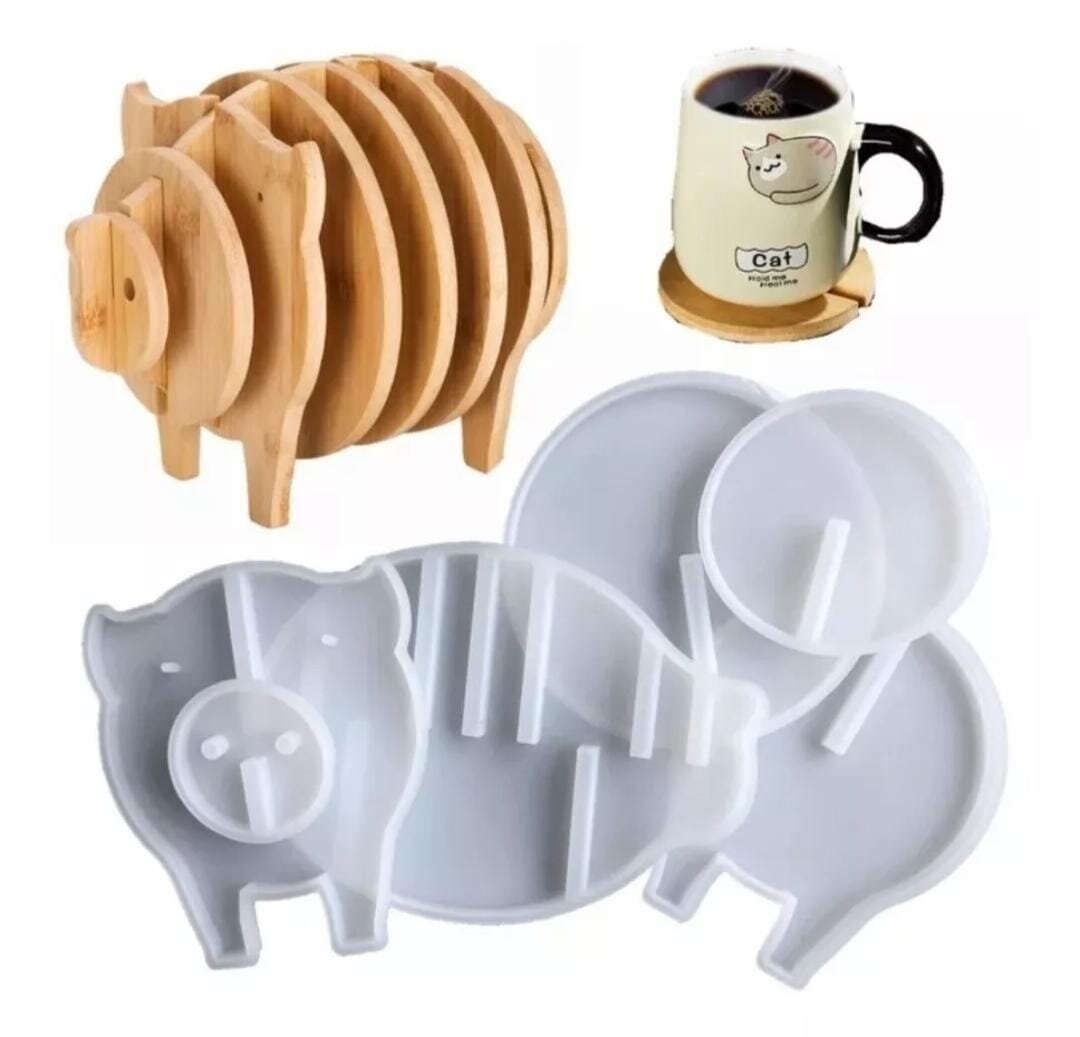 Molde de resina chancho posa vaso