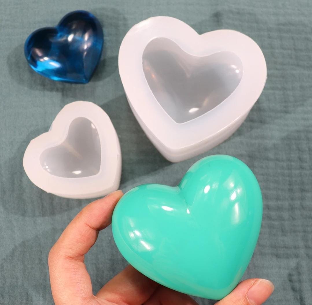 Molde de resina corazon x2