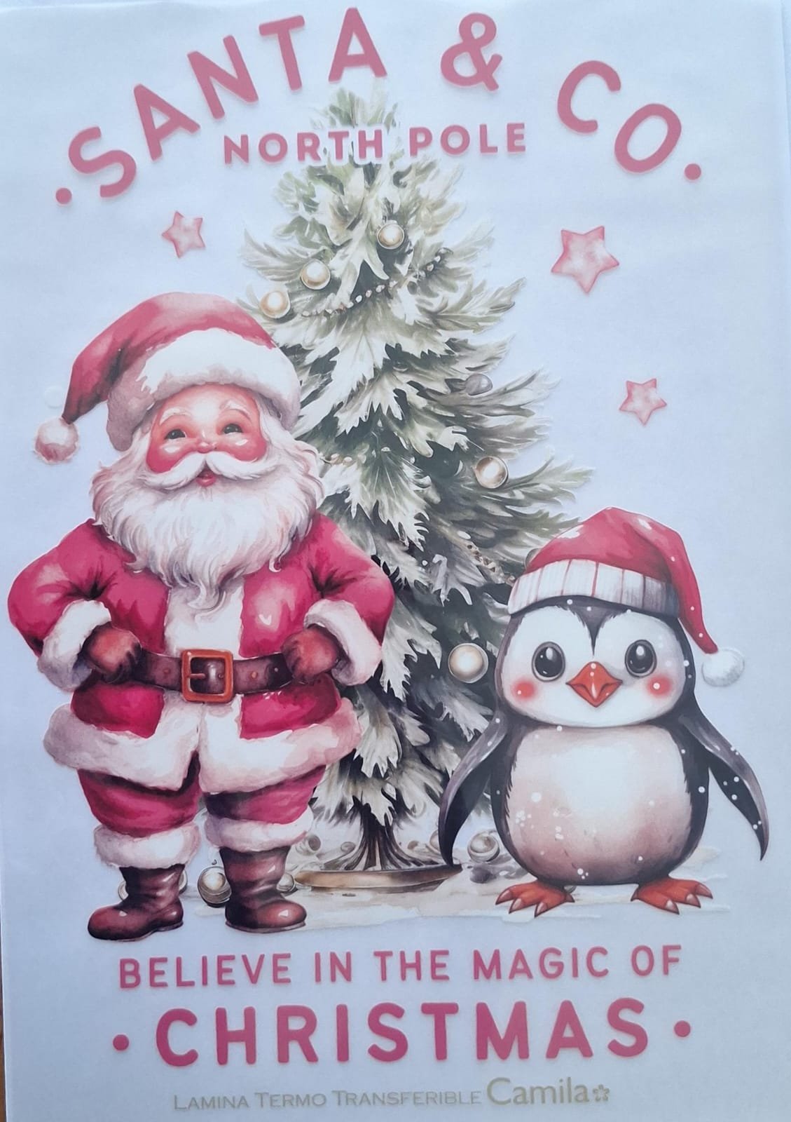 Lamina termotransferible ttn papa noel y pinguino