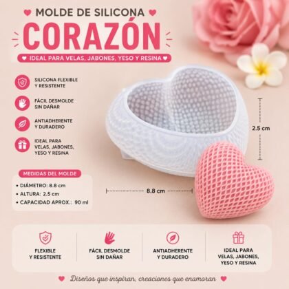 Molde vela corazon