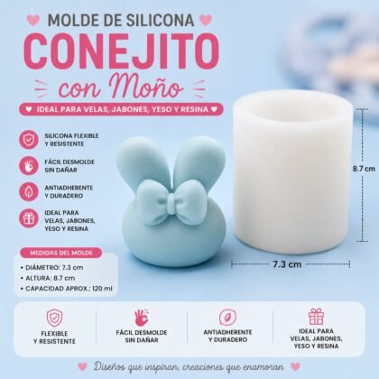 Molde de vela coneja con moño