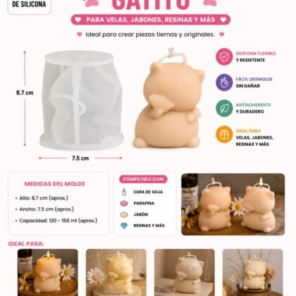 Molde de silicona gatito