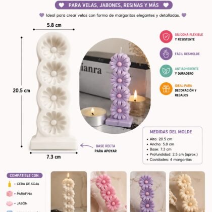 Molde velas margaritas