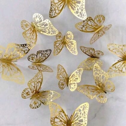 Mariposas varios tamaños doradas x12