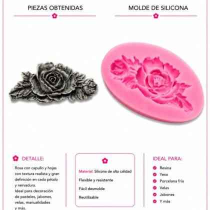 Molde de silicona rosa ovalada