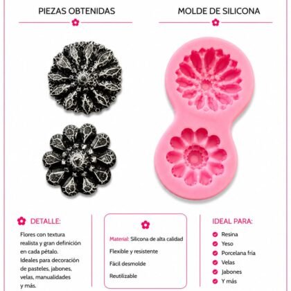 Molde de silicona flores x 2