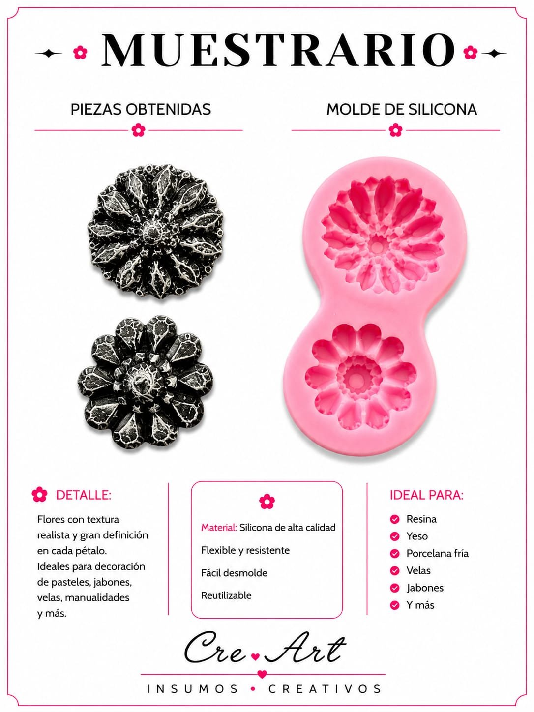 Molde de silicona flores x 2