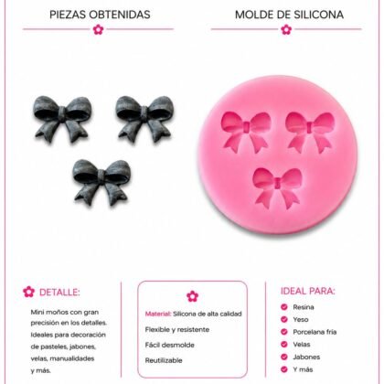 Molde de silicona moñitos x 3