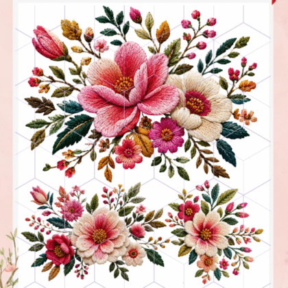Flores bordadas 5 Lamina termotransferible