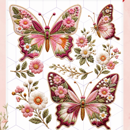 Mariposas bordadas 1 Lamina termotransferible