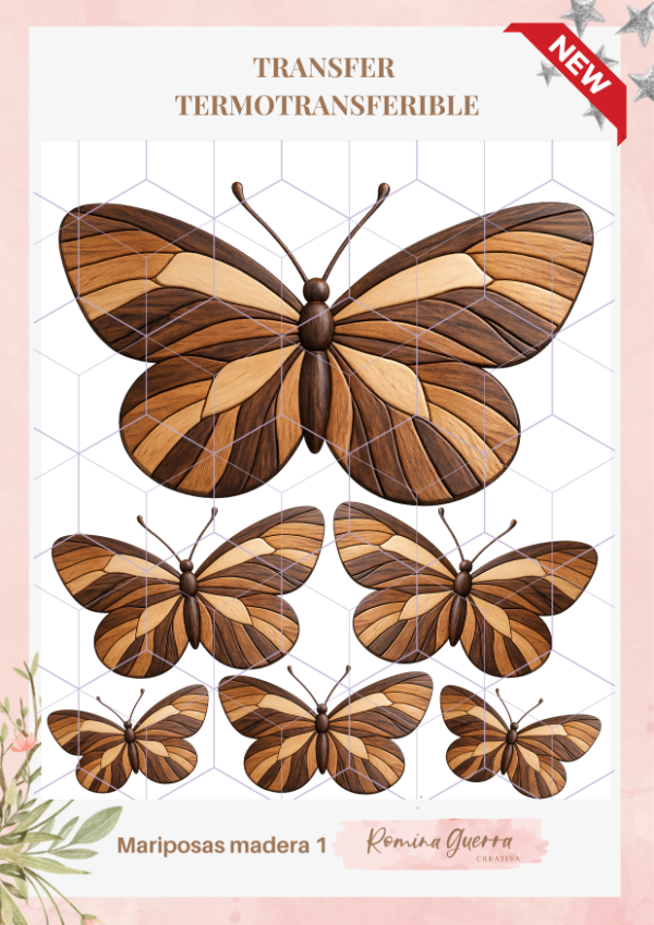Mariposa madera 1 Lamina termotransferible