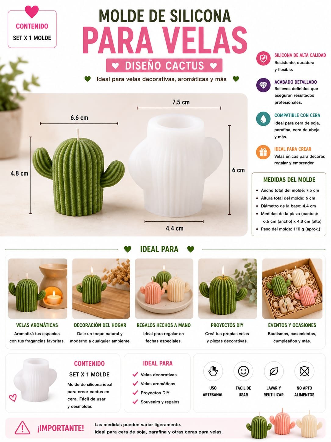 Molde de vela cactus